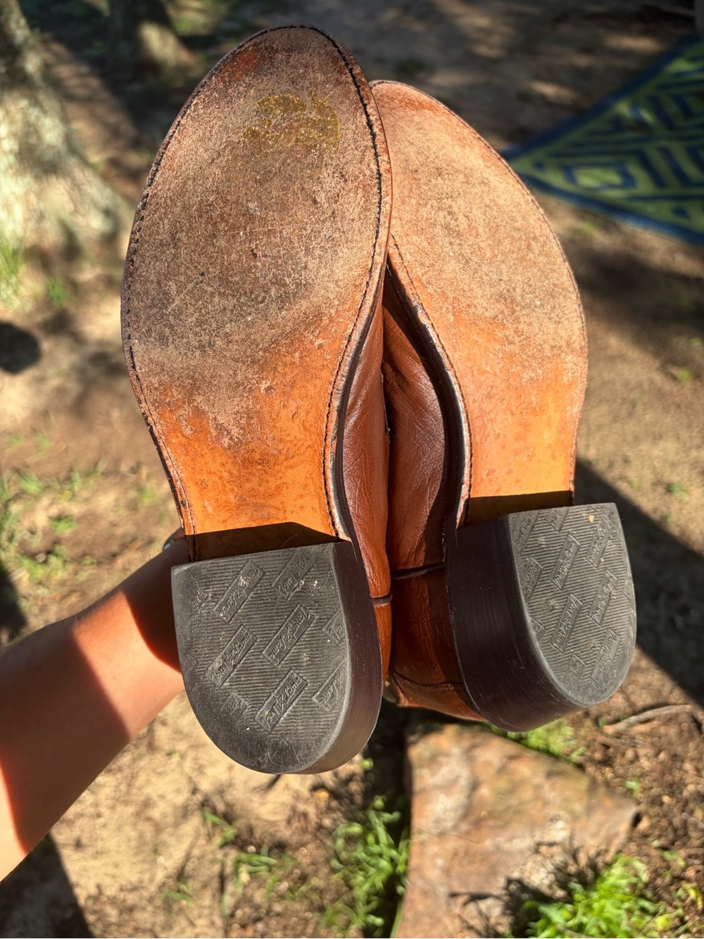 Tony Lama Two-Tone Ostrich Leather Cowboy Boots - Picture 5 of 6